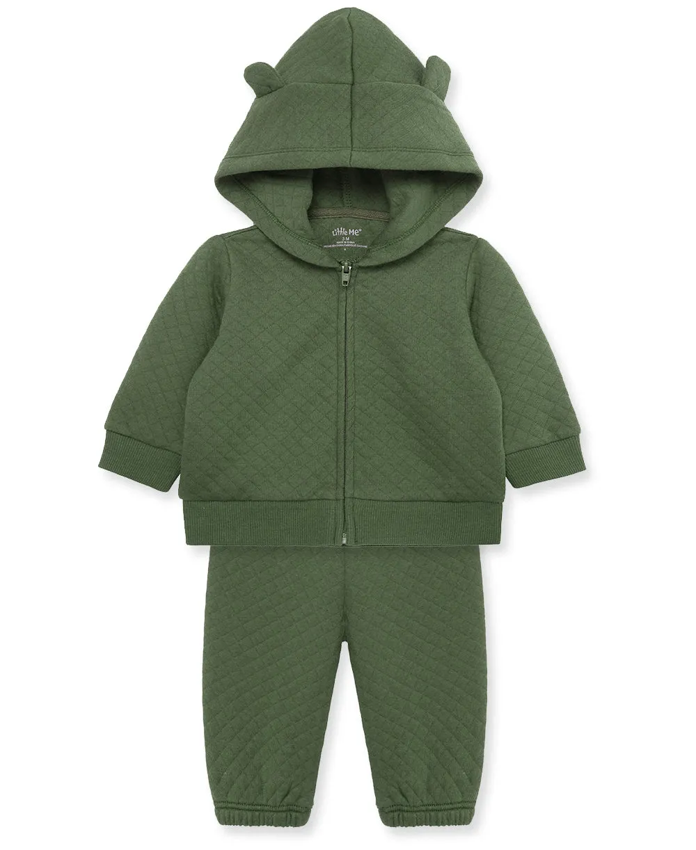 Green Quilt Hoodie Set