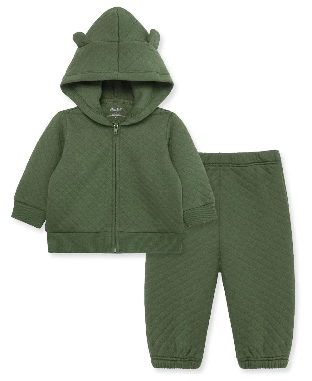 Green Quilt Hoodie Set