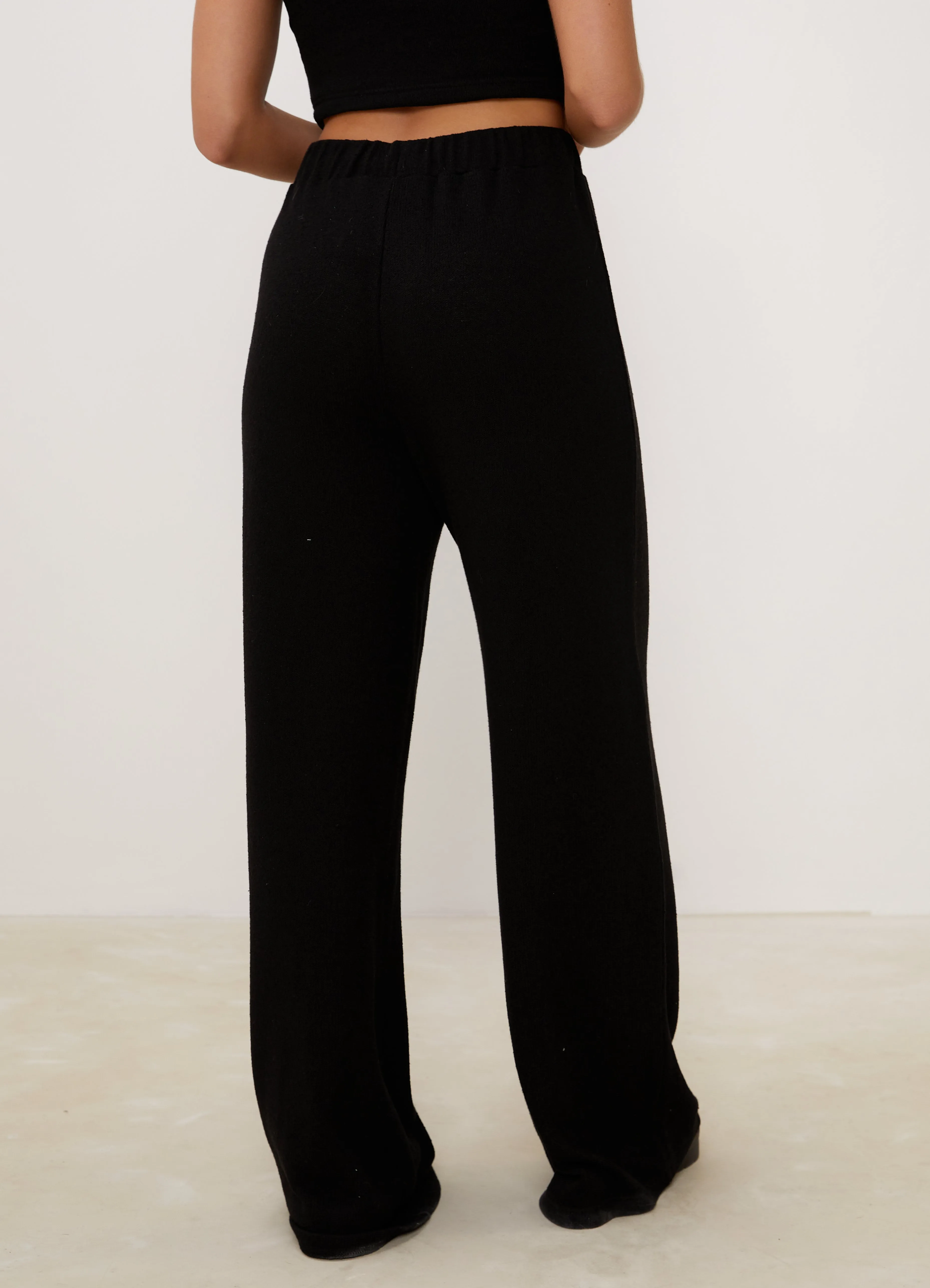 Gym King Signature Knit Wide Leg Trousers - Black