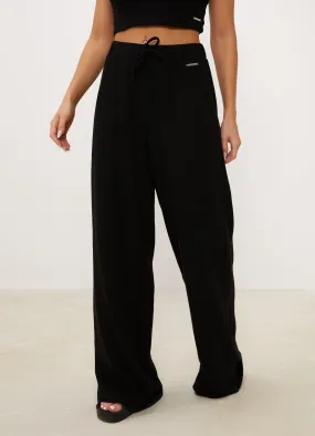 Gym King Signature Knit Wide Leg Trousers - Black