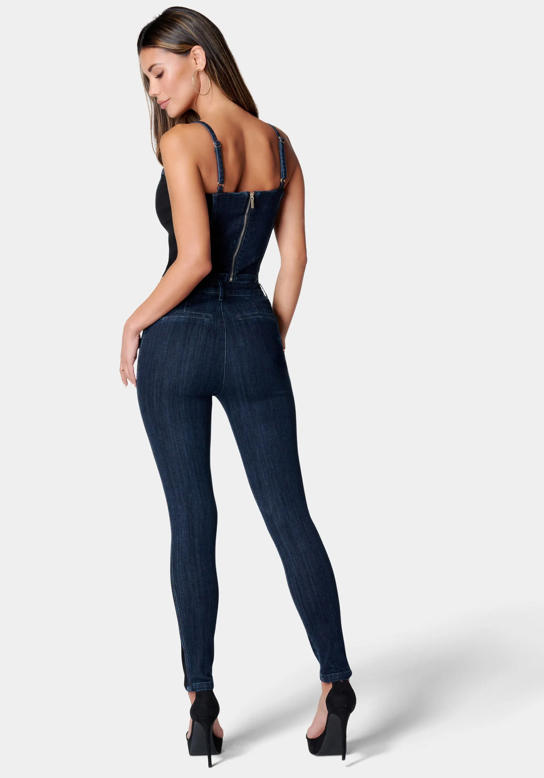 High Waist Knit Combo Skinny Jeans