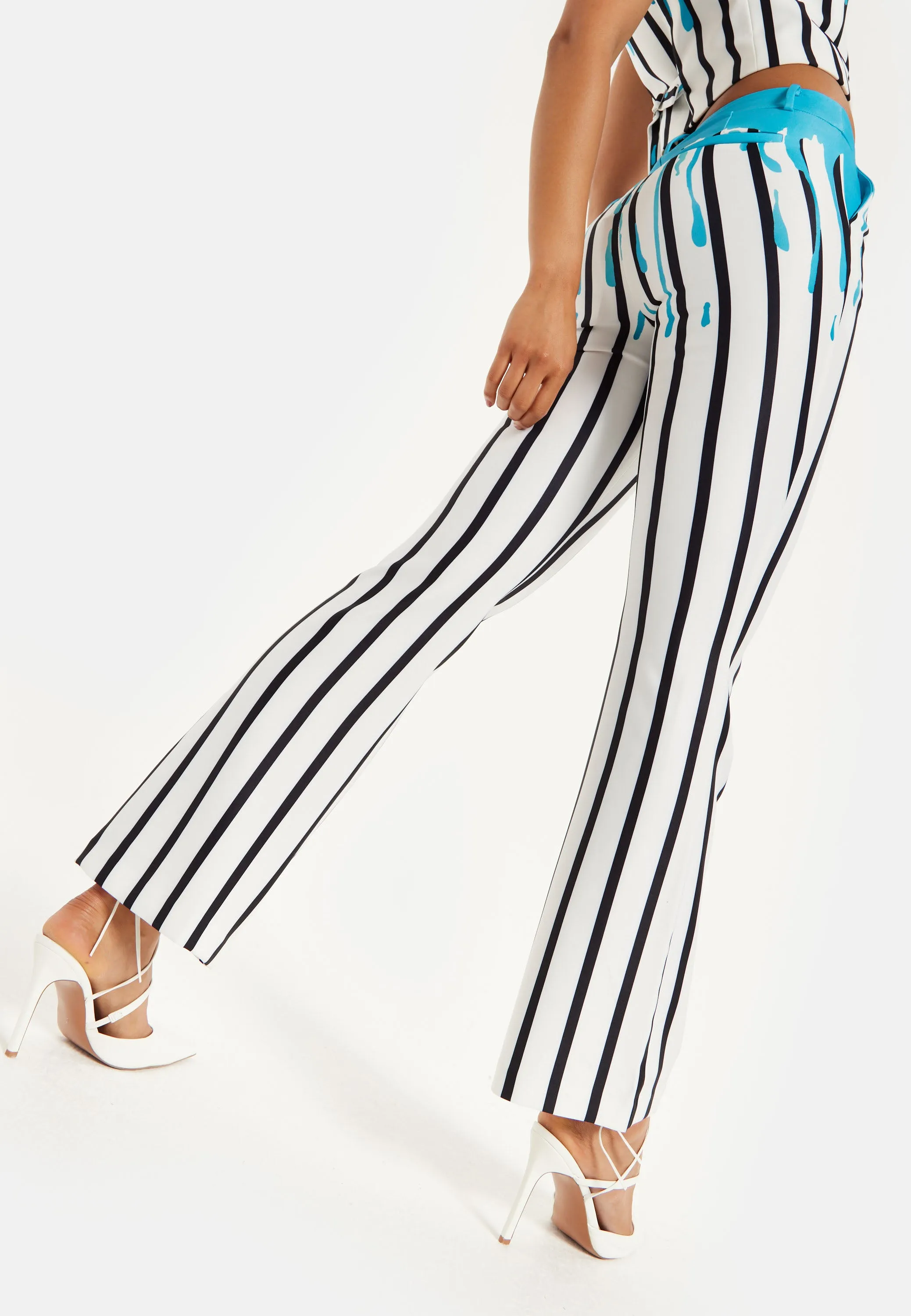 HOUSE OF HOLLAND STRIPE BLUE DRIP PRINTED TROUSERS