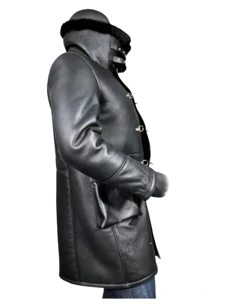 JAKEWOOD Winter Button-Up Sheepskin Trench Coat Style