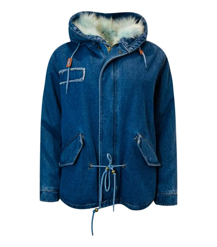 Jane&Tash Denim & Fox Fur Parka Coat. Size L