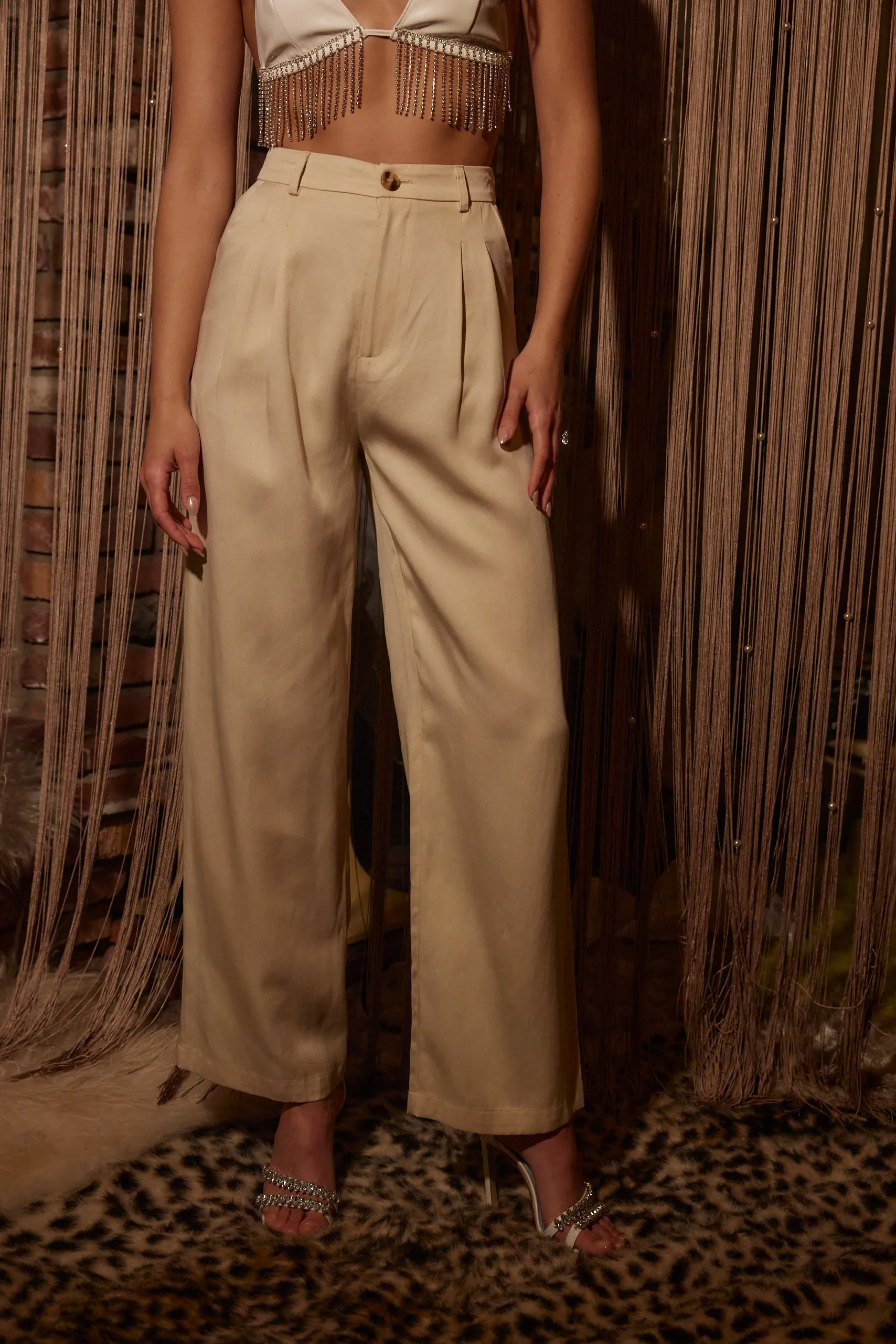 Jaxon Cream Wide Leg Trousers