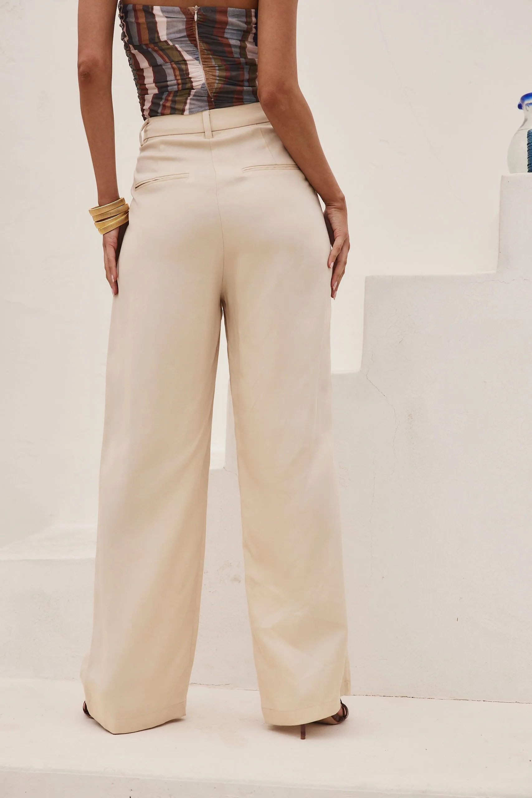 Jaxon Cream Wide Leg Trousers