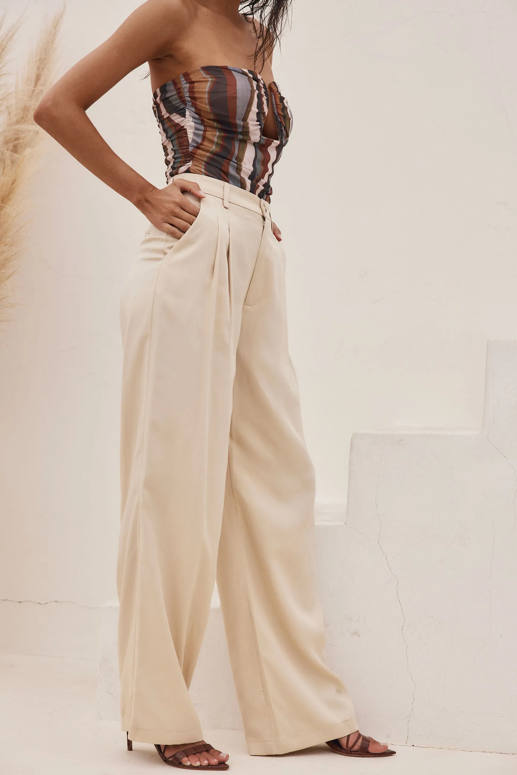 Jaxon Cream Wide Leg Trousers