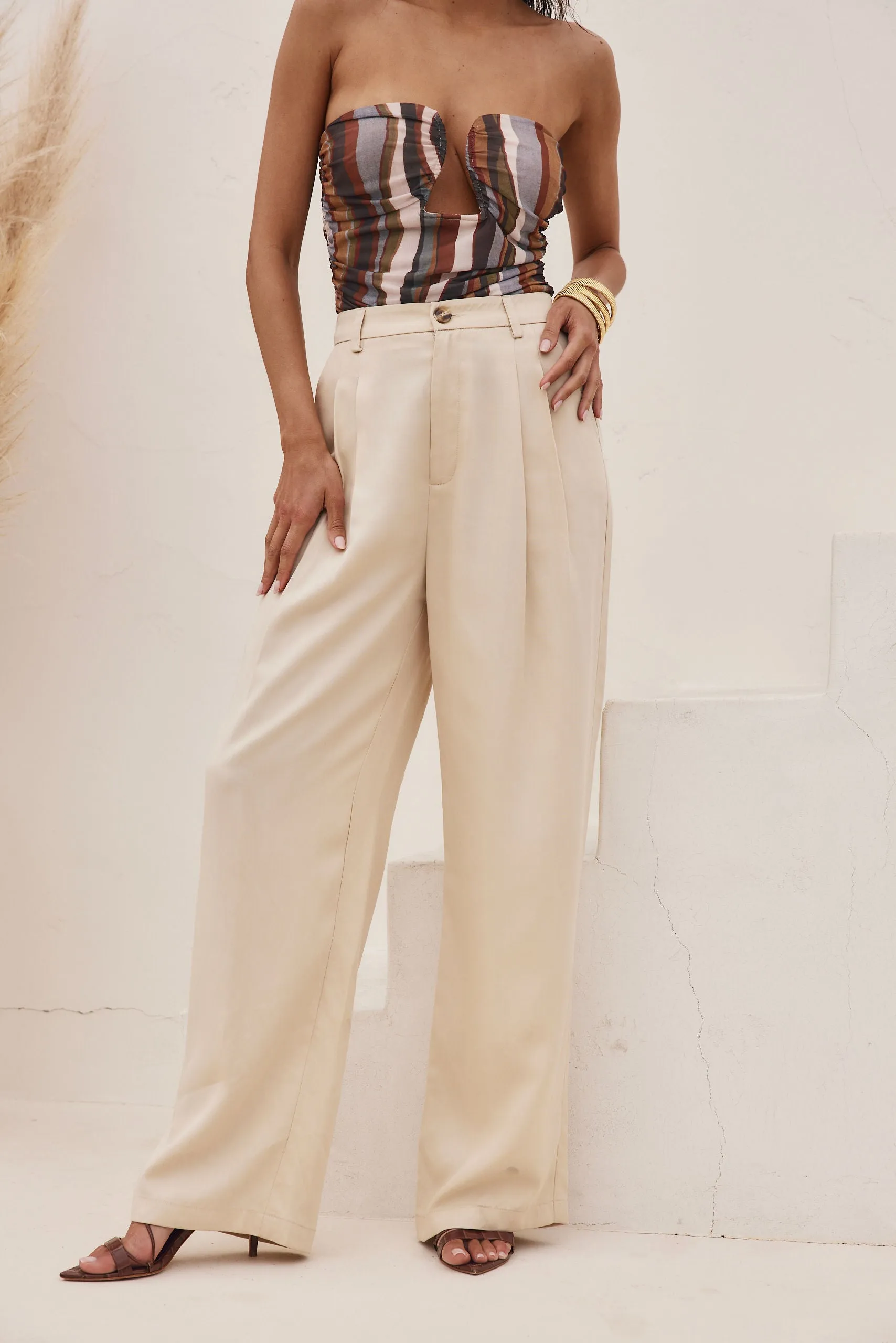 Jaxon Cream Wide Leg Trousers