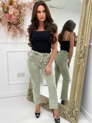 Kai green cropped Leg Jeans