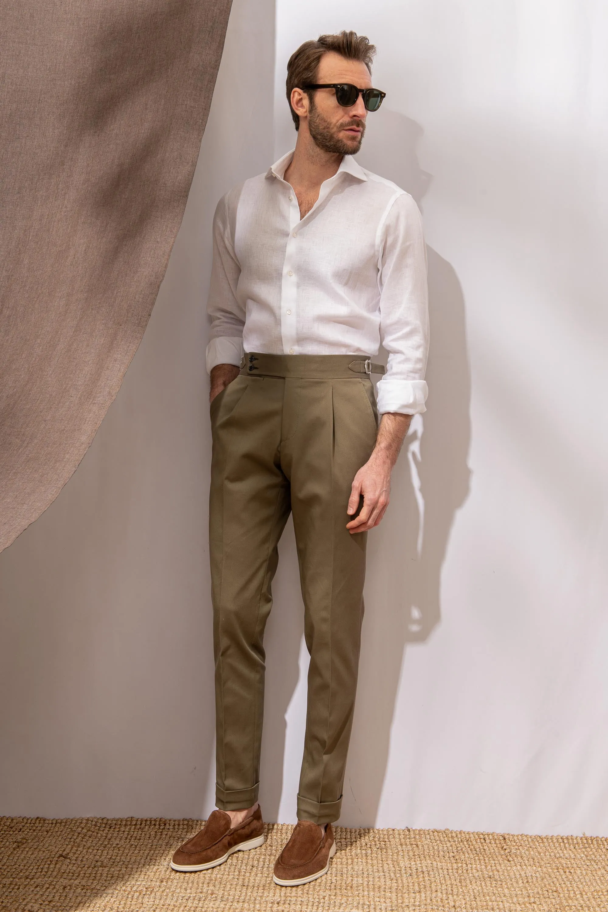 Kaki cotton trousers  "Soragna Capsule Collection" - Made in Italy