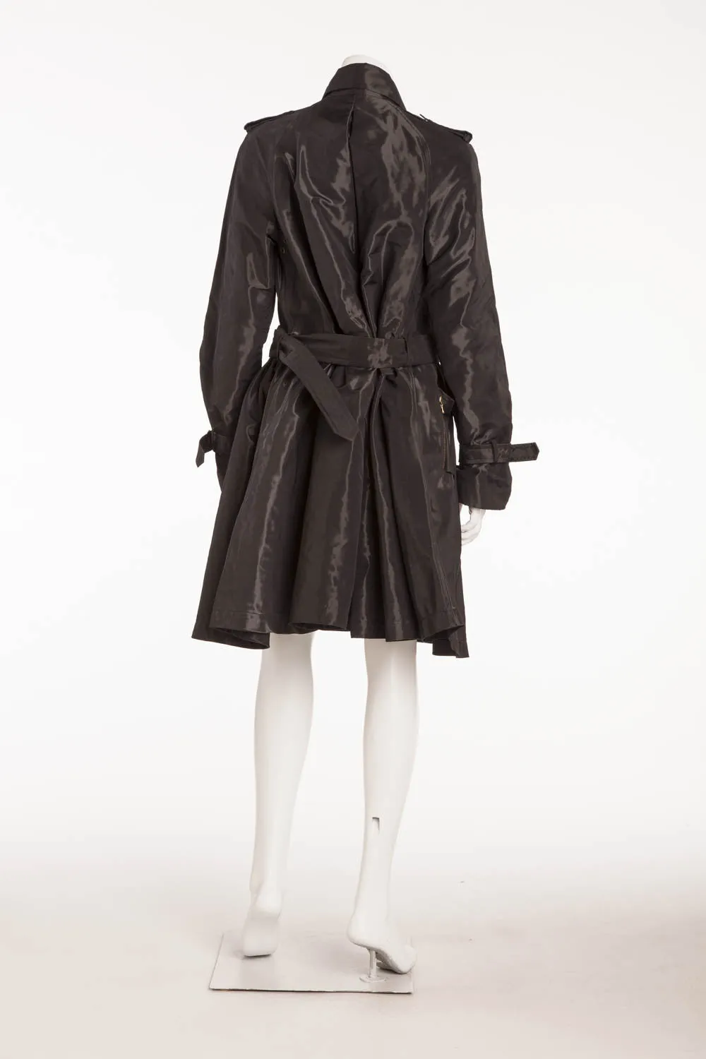 Lanvin - Shiny Black Button Up Trench Coat - FR 40