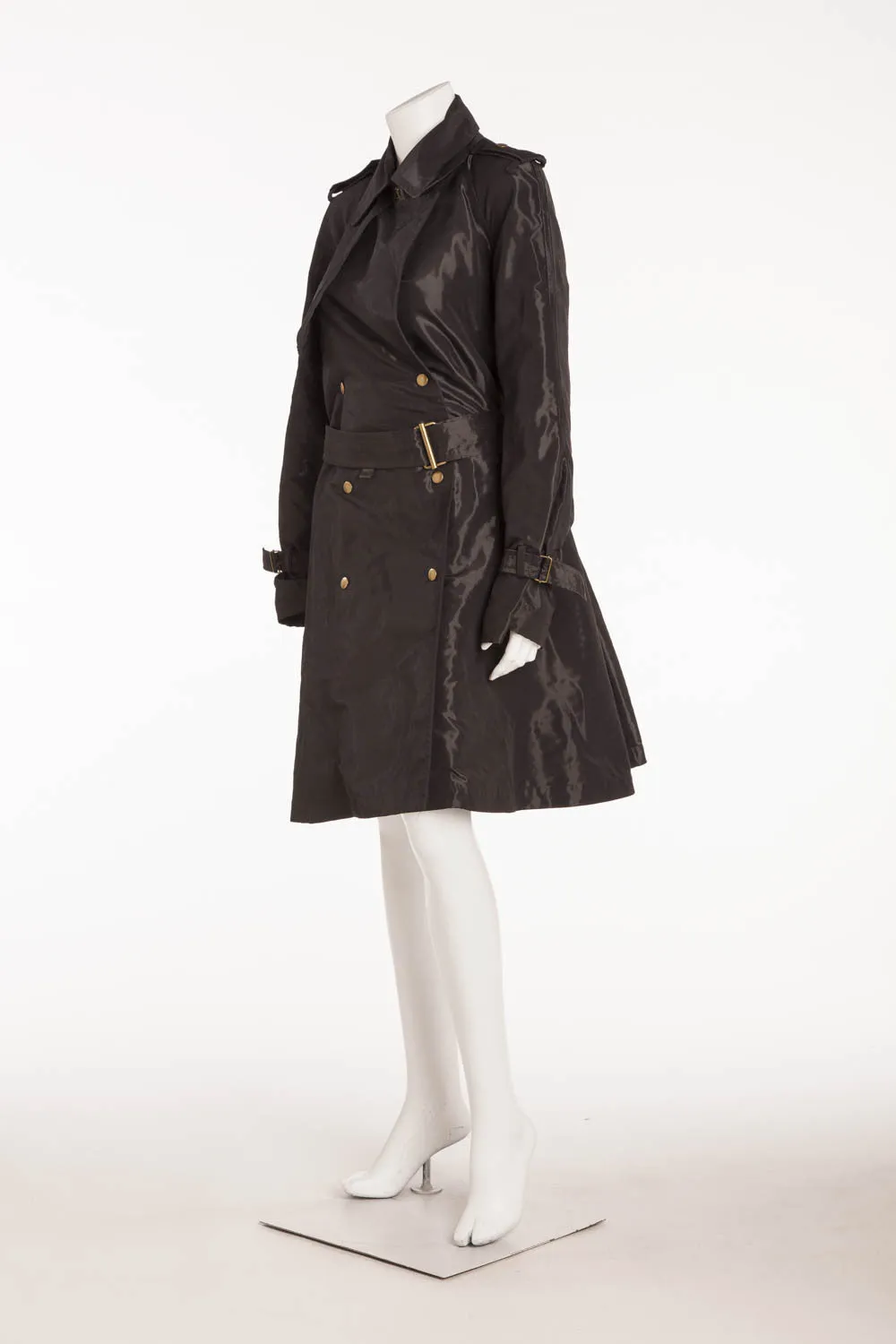 Lanvin - Shiny Black Button Up Trench Coat - FR 40