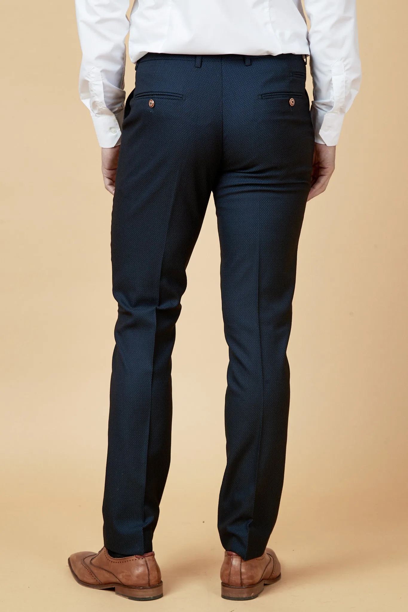 MAX - Navy Blue Trousers with Contrast Buttons