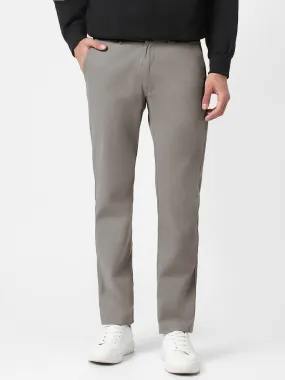 Men's Grey Cotton Slim Fit Casual Chinos Trousers Stretch