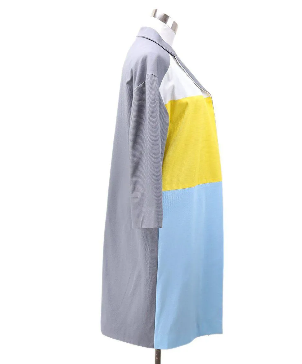 Pamella Roland Yellow Grey Blue Viscose Coat sz 4