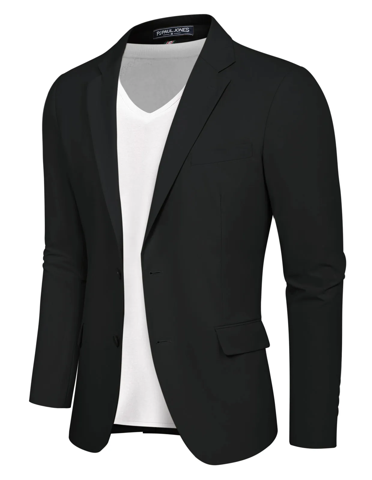 PJ Men Anti-crease Blazer Coat Casual Two-Button Notch Lapel Thin Suit Coat