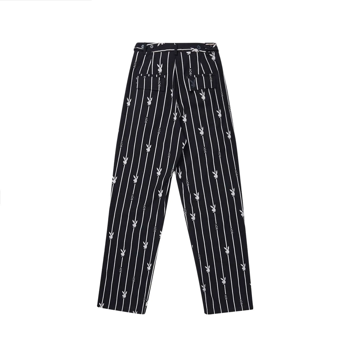 PLAYBOY X BOY BUNNY PINSTRIPE TROUSERS - BLACK