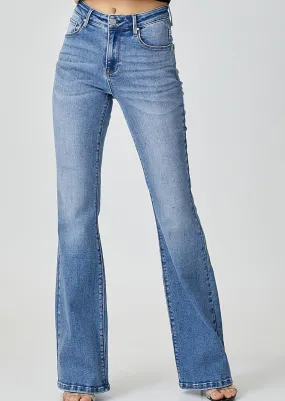 Risen Mid Rise Basic Flare Jeans