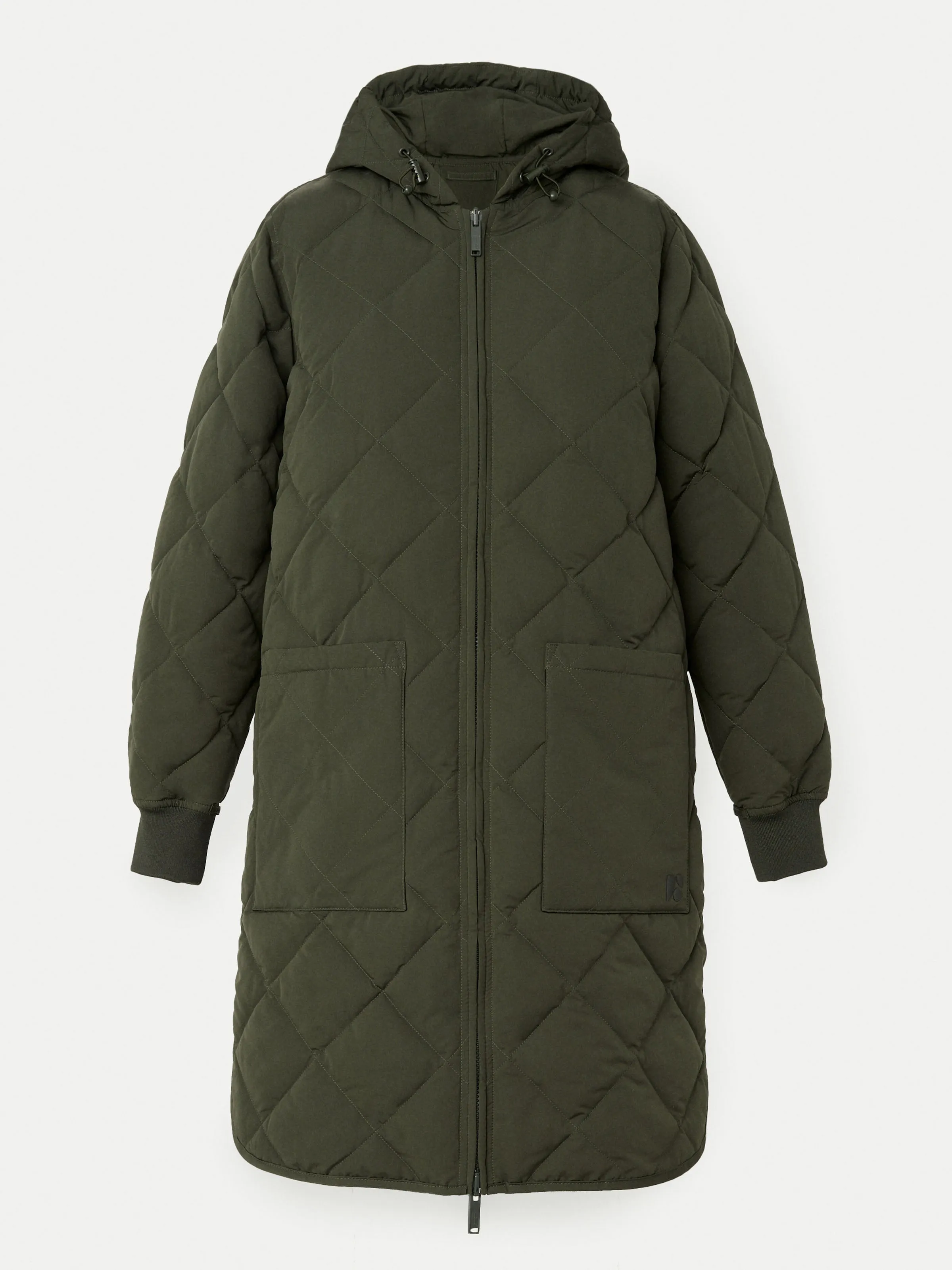 Stylish Rosin Green Hooded Skyline Maxi Coat