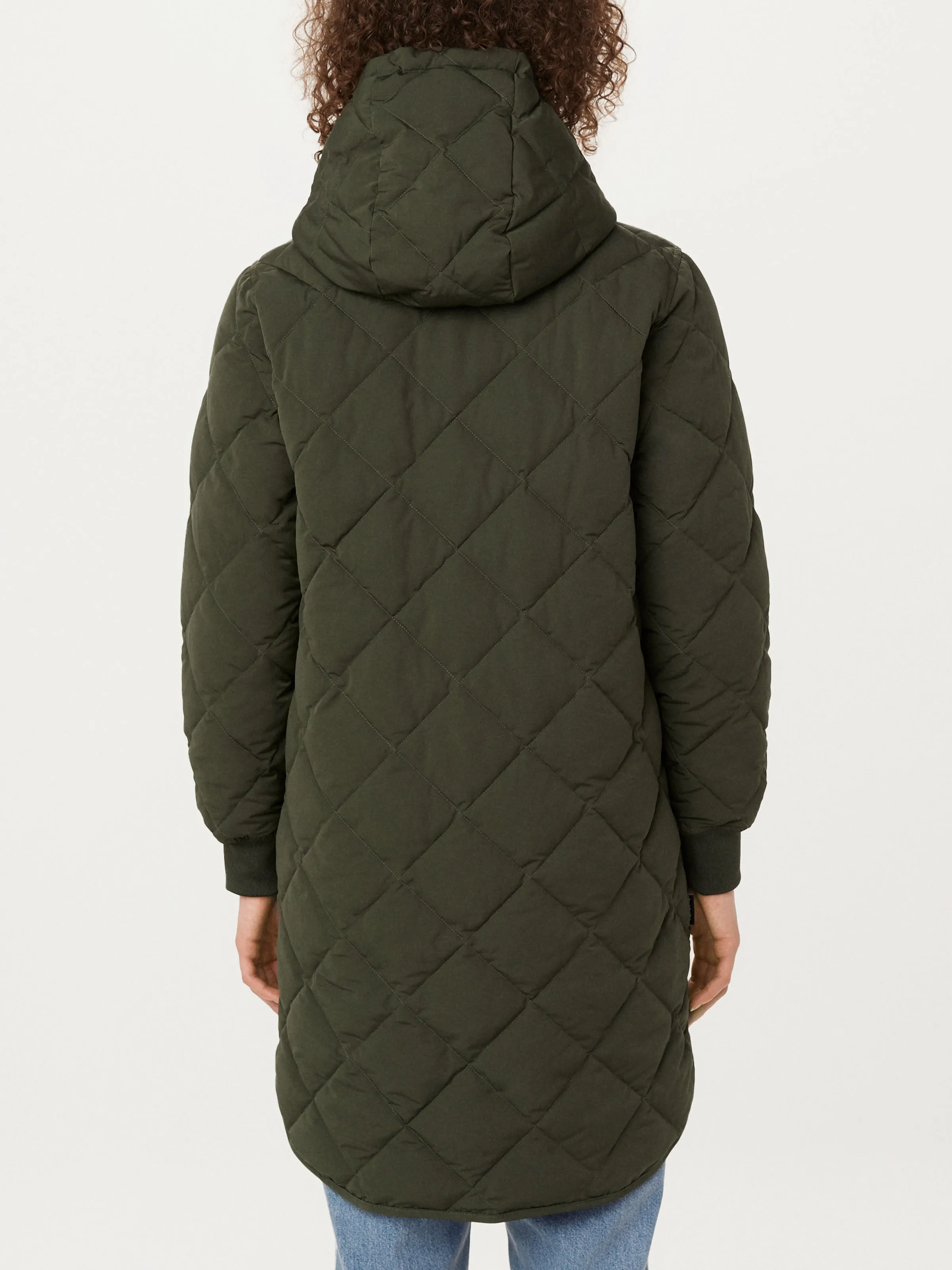 Stylish Rosin Green Hooded Skyline Maxi Coat