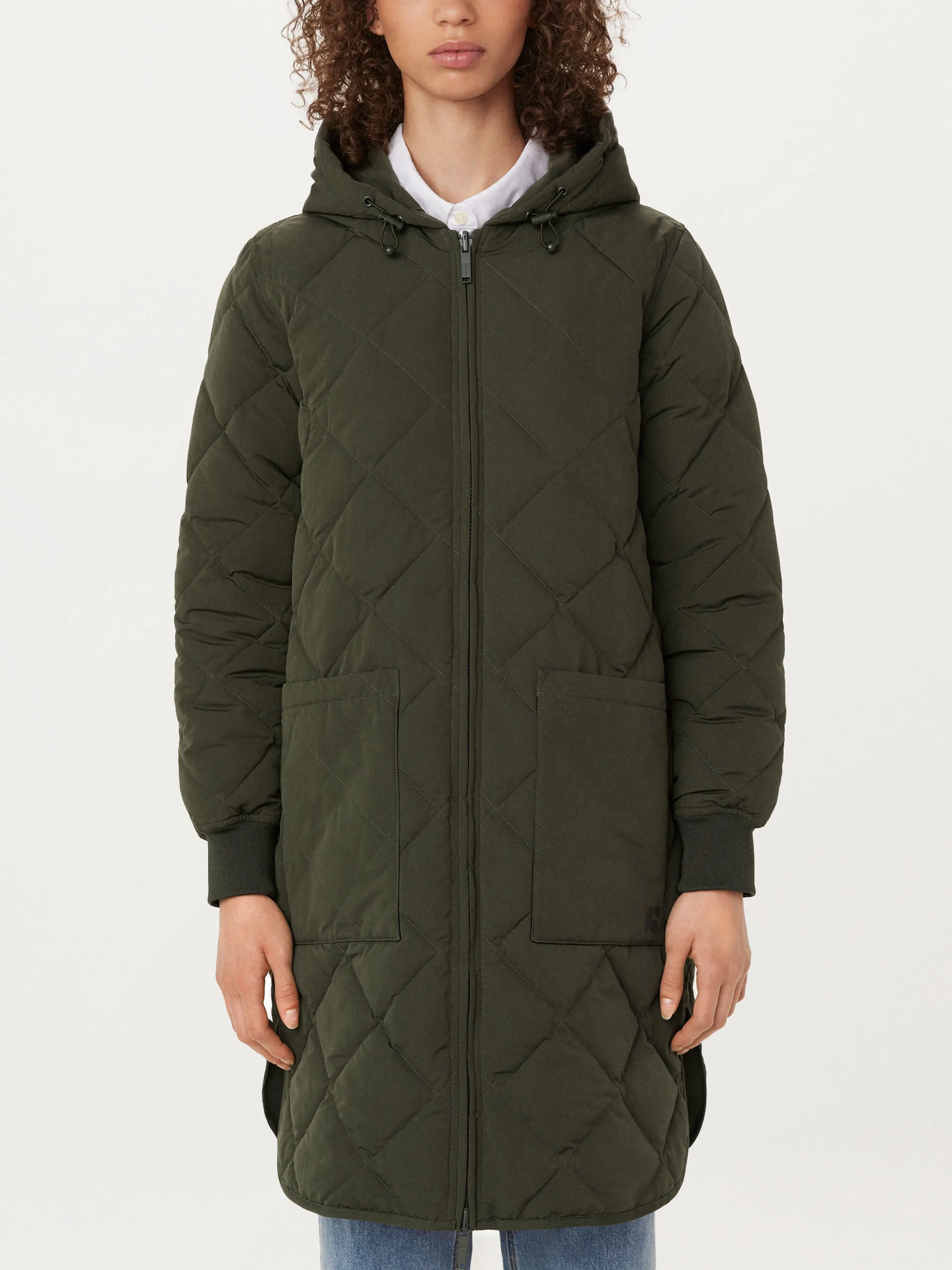 Stylish Rosin Green Hooded Skyline Maxi Coat